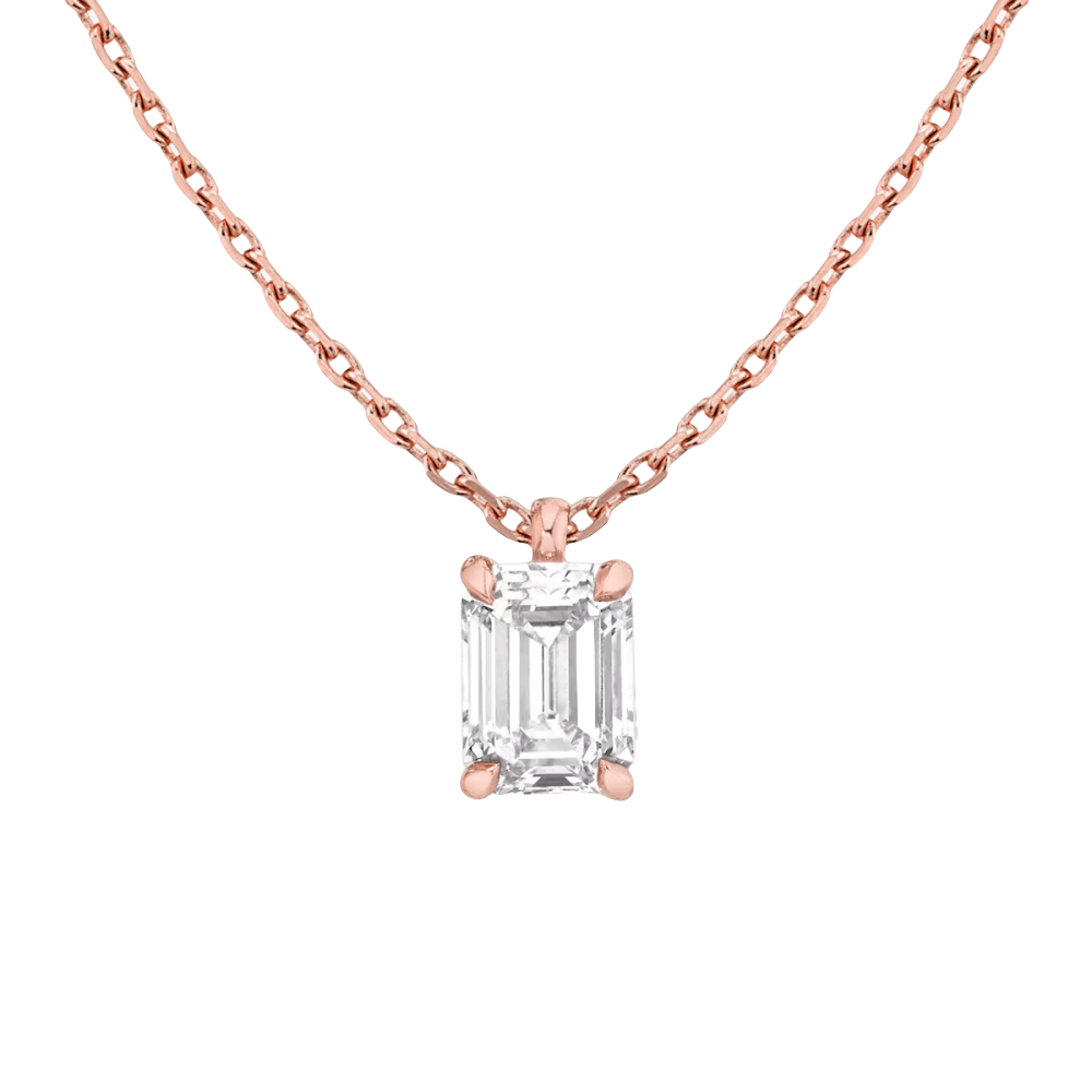 18K Gold Diamond Solitaire Necklace with Fancy Cut Diamond (0.25-1ct, F-VS2 or better) - Image 3