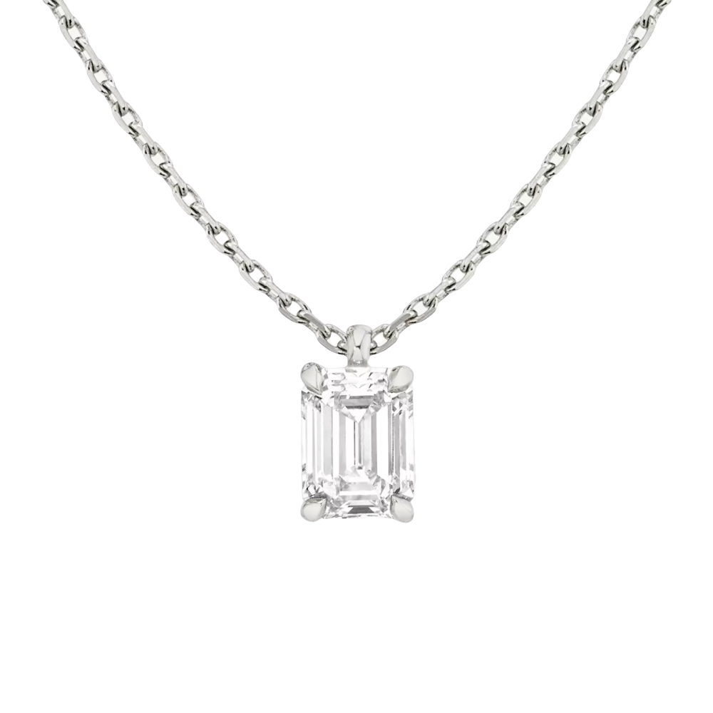 18K Gold Diamond Solitaire Necklace with Fancy Cut Diamond (0.25-1ct, F-VS2 or better) - Image 2