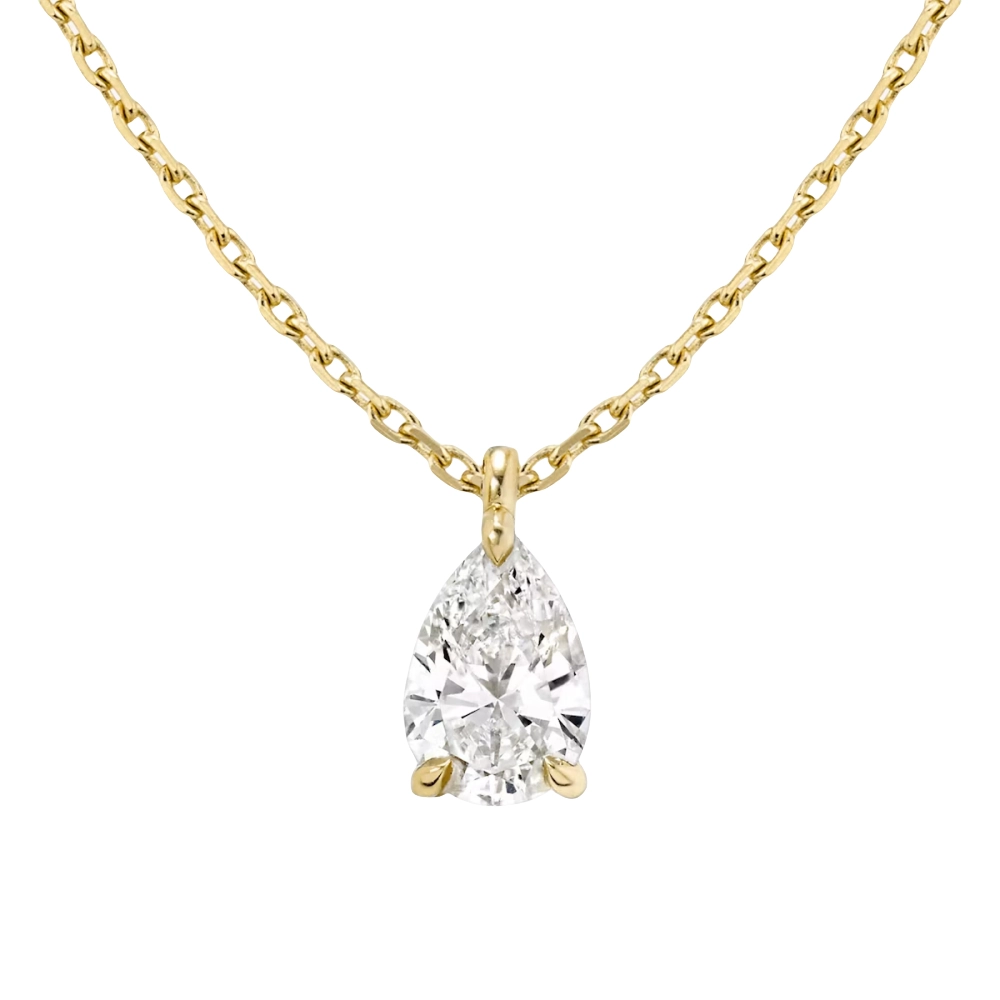 18K Gold Diamond Solitaire Necklace with Fancy Cut Diamond (0.25-1ct, F-VS2 or better) - Image 6