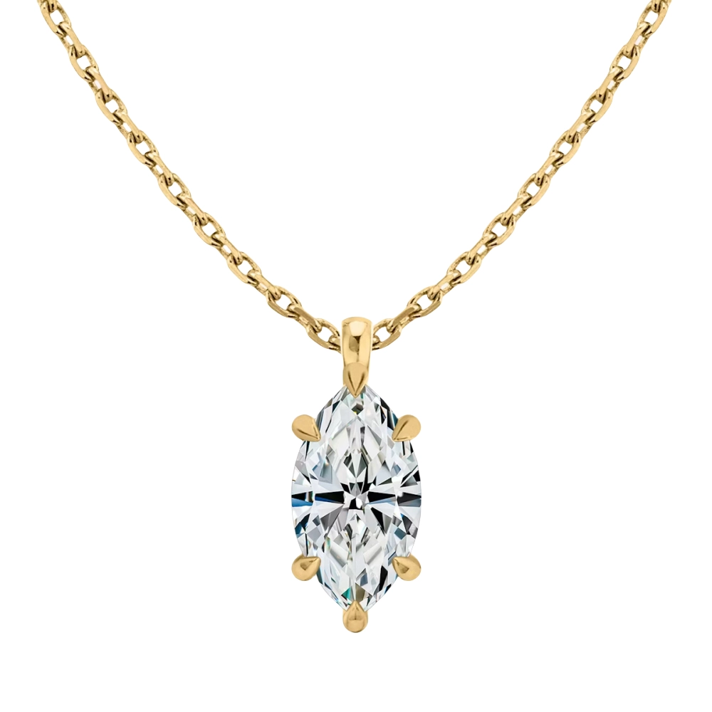 18K Gold Diamond Solitaire Necklace with Fancy Cut Diamond (0.25-1ct, F-VS2 or better) - Image 7