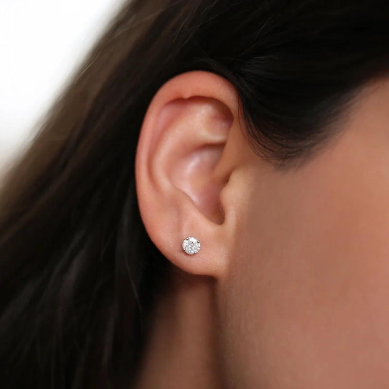 14K White Gold Diamond Stud Earring (0.2-6cttw, F-VS2 or better) - Image 6