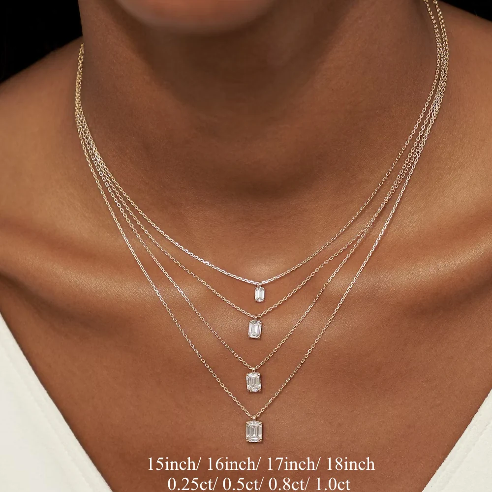 18K Gold Diamond Solitaire Necklace with Fancy Cut Diamond (0.25-1ct, F-VS2 or better) - Image 11