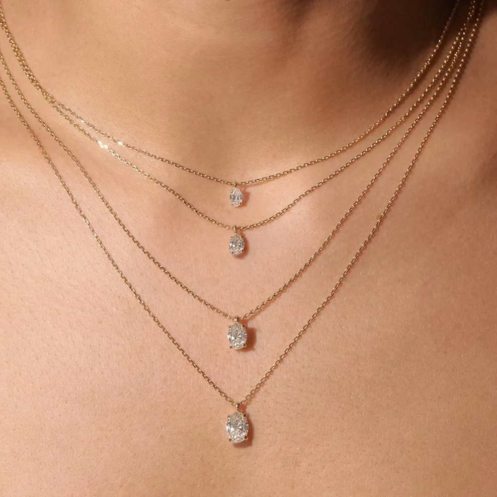 18K Gold Diamond Solitaire Necklace with Fancy Cut Diamond (0.25-1ct, F-VS2 or better) - Image 13