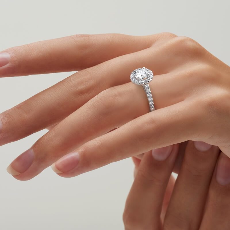 Celeste Arc Wedfit Halo Diamond Engagement Ring (1ct, F-VS2 or better) - Image 12