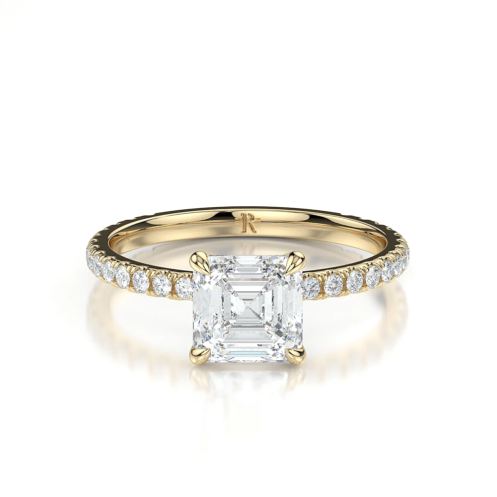 Platinum Pave Band Engagement Ring with Fancy Cut Diamond (1-2ct, F-VS2 or better) - Image 12