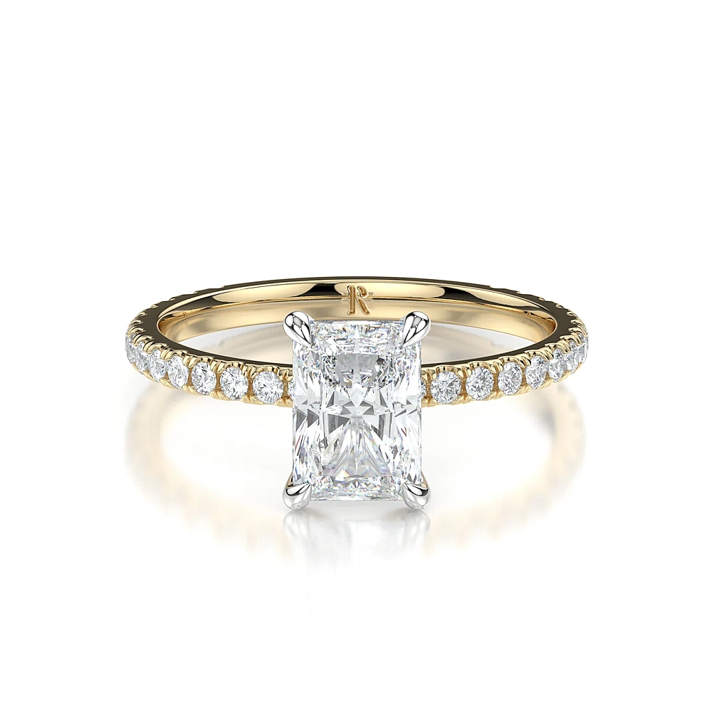 Platinum Pave Band Engagement Ring with Fancy Cut Diamond (1-2ct, F-VS2 or better) - Image 16