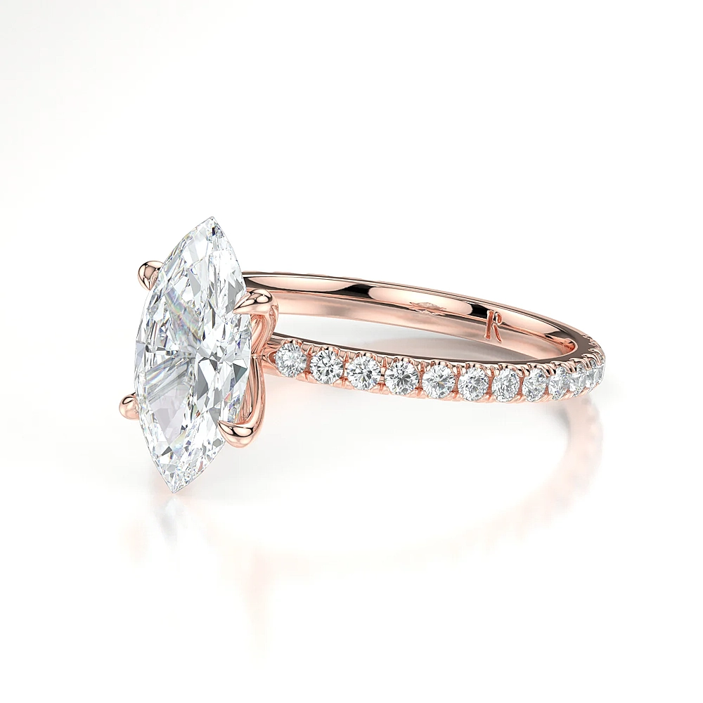 Platinum Pave Band Engagement Ring with Fancy Cut Diamond (1-2ct, F-VS2 or better) - Image 2