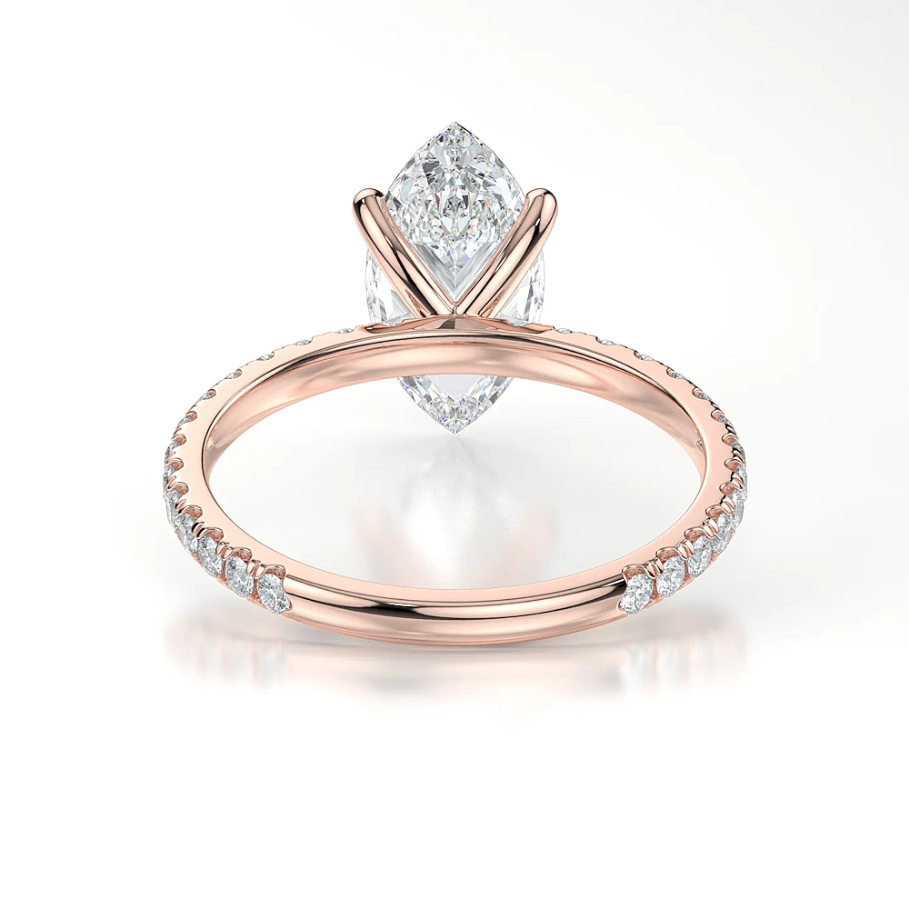 Platinum Pave Band Engagement Ring with Fancy Cut Diamond (1-2ct, F-VS2 or better) - Image 3