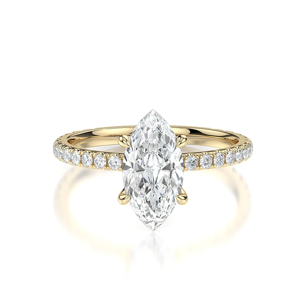 Platinum Pave Band Engagement Ring with Fancy Cut Diamond (1-2ct, F-VS2 or better) - Image 5