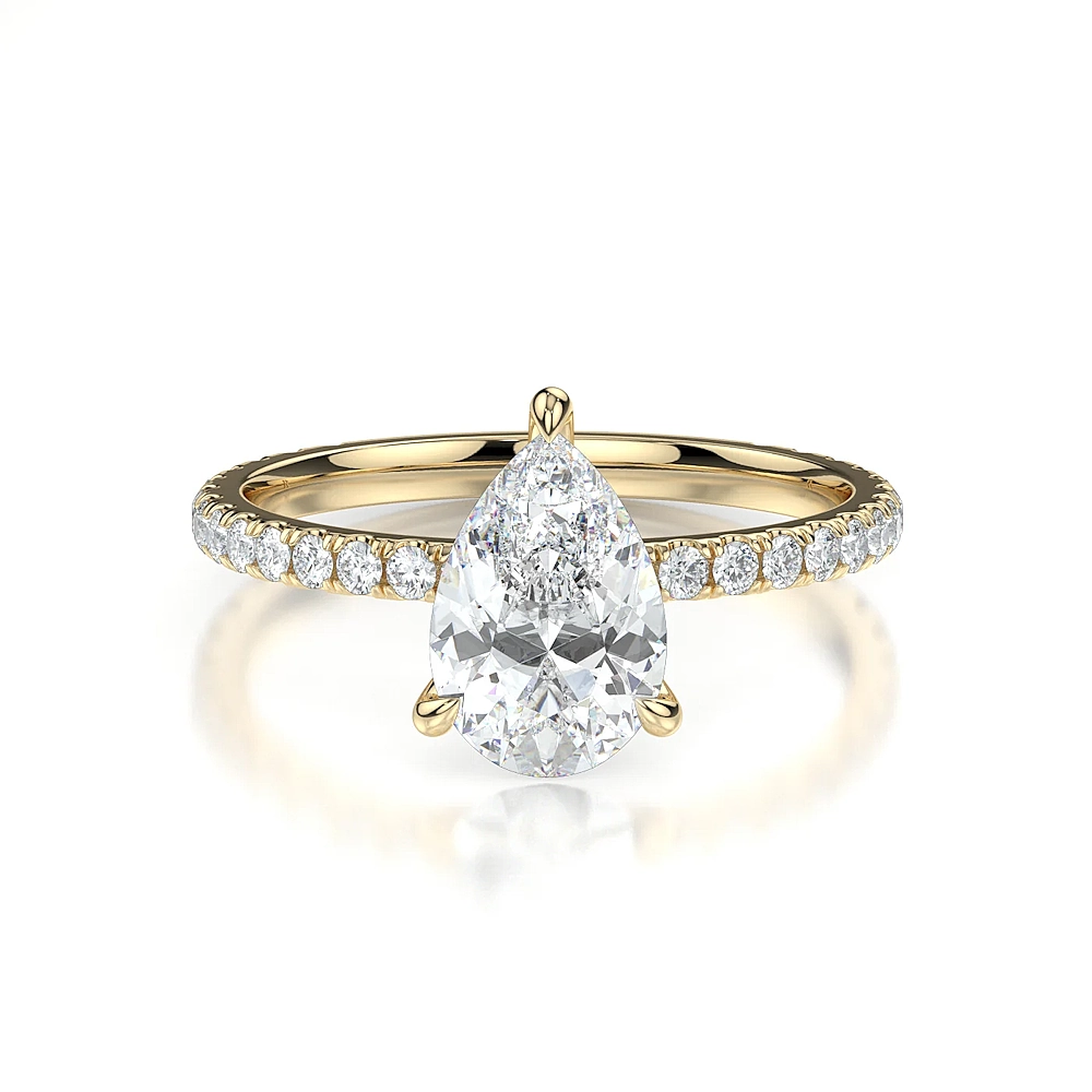 Platinum Pave Band Engagement Ring with Fancy Cut Diamond (1-2ct, F-VS2 or better) - Image 15