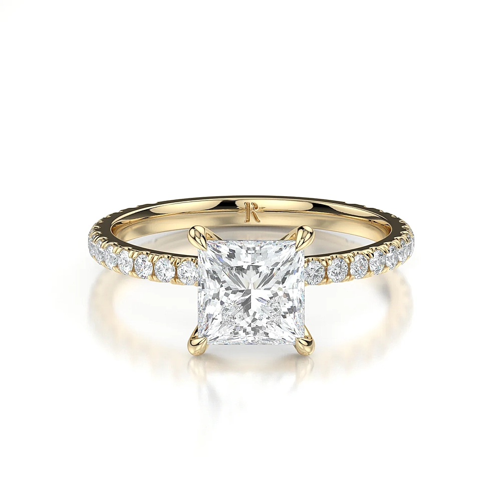 Platinum Pave Band Engagement Ring with Fancy Cut Diamond (1-2ct, F-VS2 or better) - Image 14
