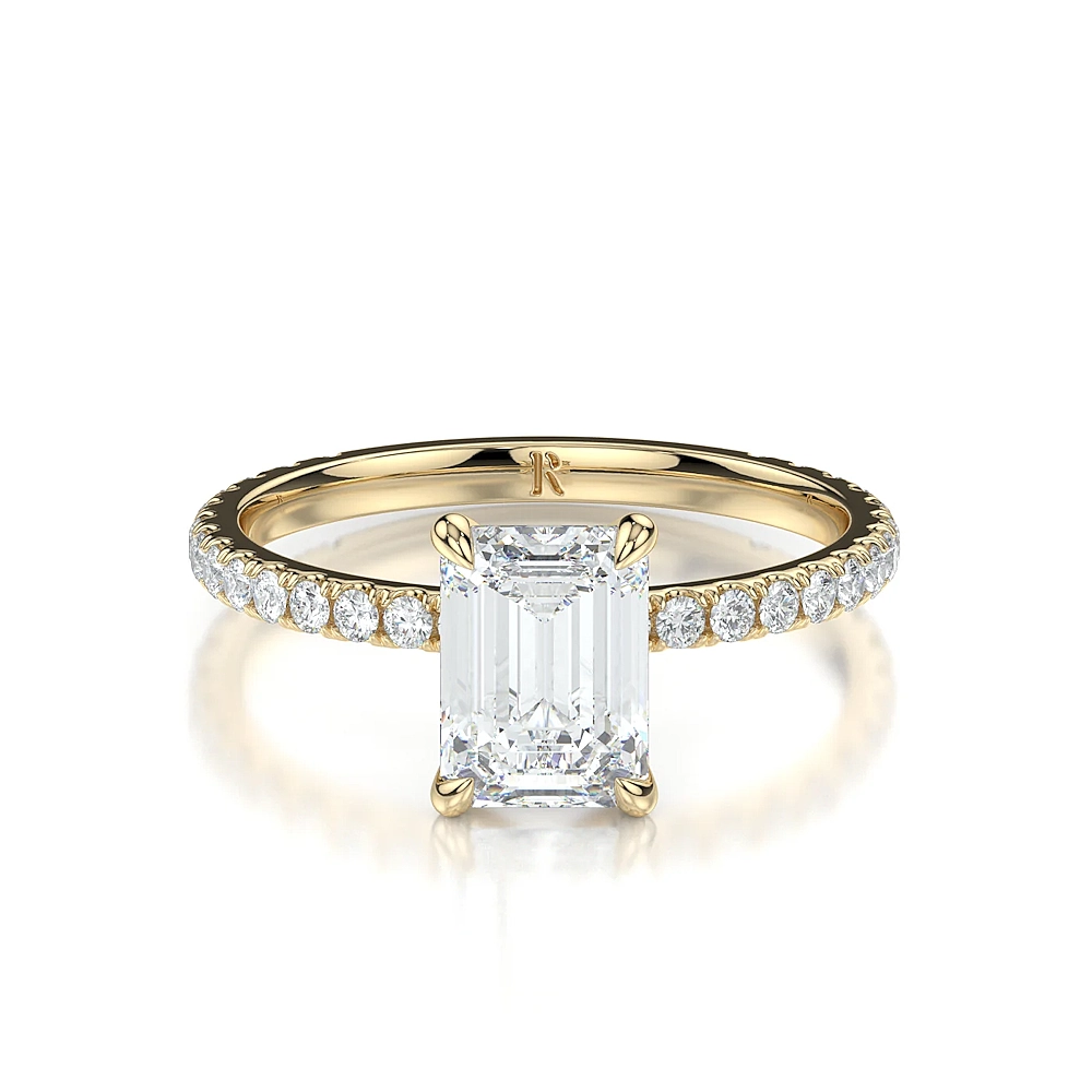 Platinum Pave Band Engagement Ring with Fancy Cut Diamond (1-2ct, F-VS2 or better) - Image 13