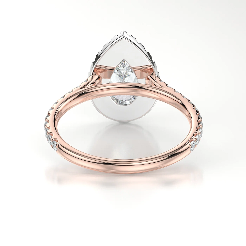 18K Gold Pave Band Halo Engagement Ring with Fancy Cut Diamond (1-2ct, F-VS2 or better) - Image 18