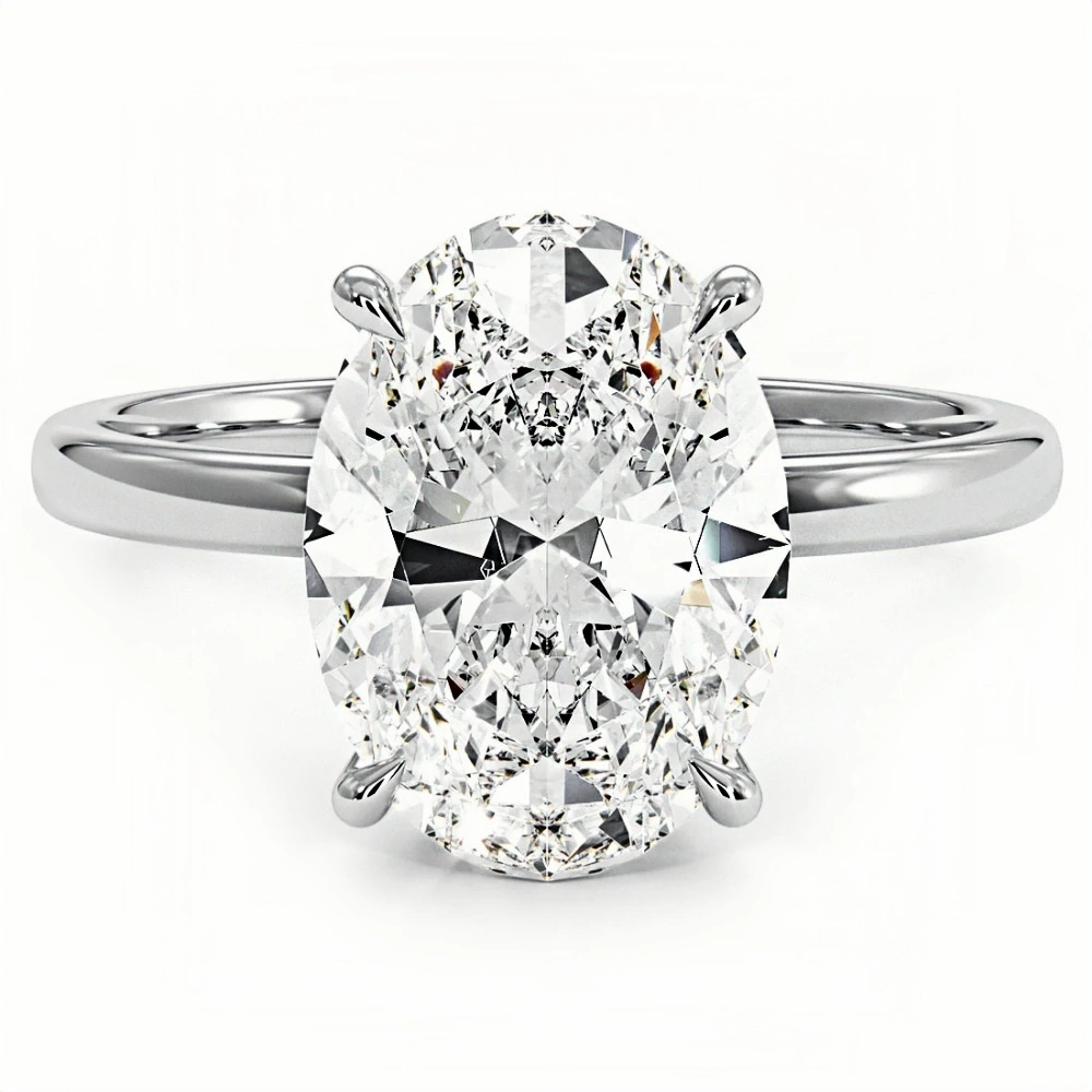 4ct Oval Diamond Solitaire Ring | Muse Solitaire Collection (4ct, F-VS2 or better) - Image 7