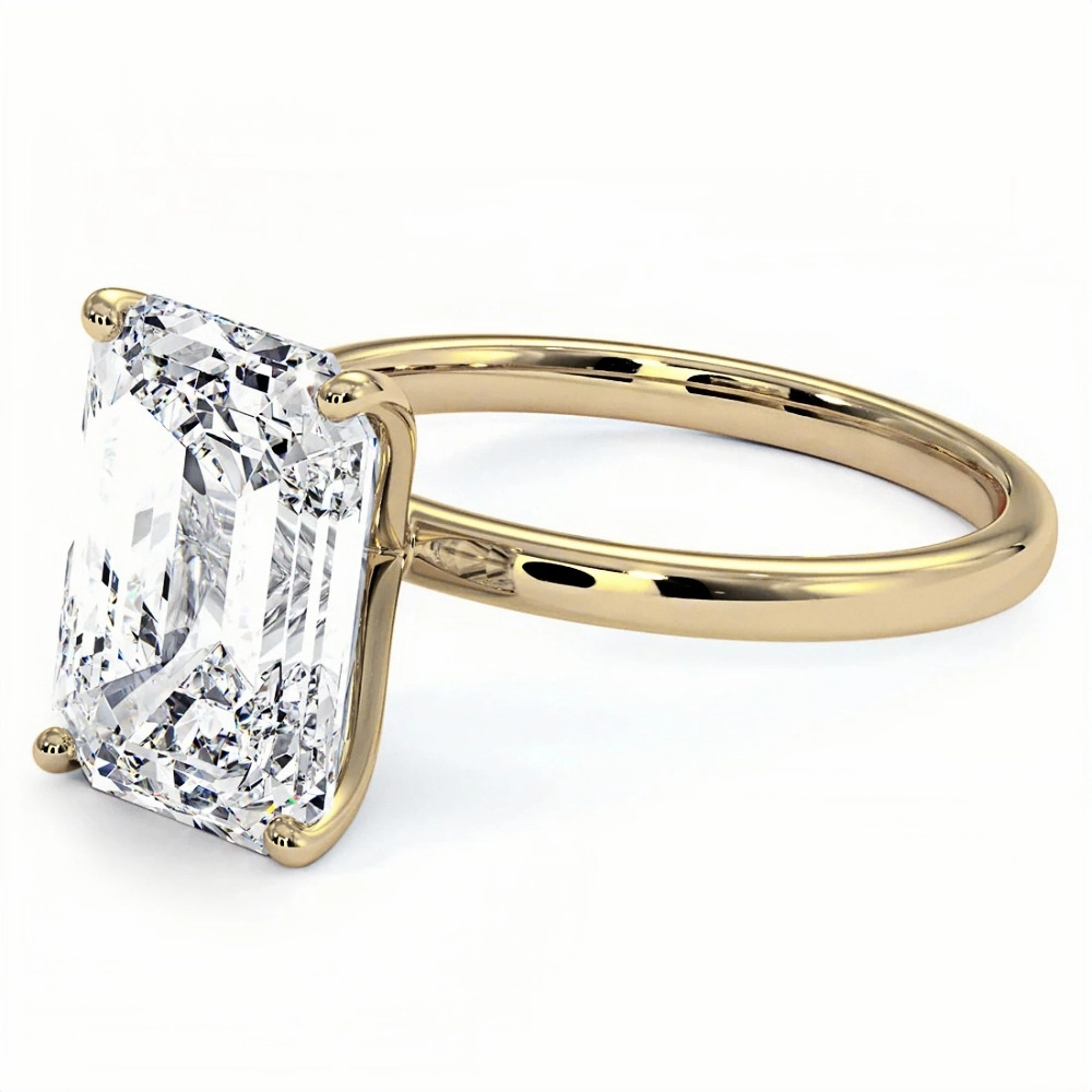 4ct Emerald Diamond Solitaire Ring | Muse Solitaire Collection (4ct, F-VS2 or better) - Image 2