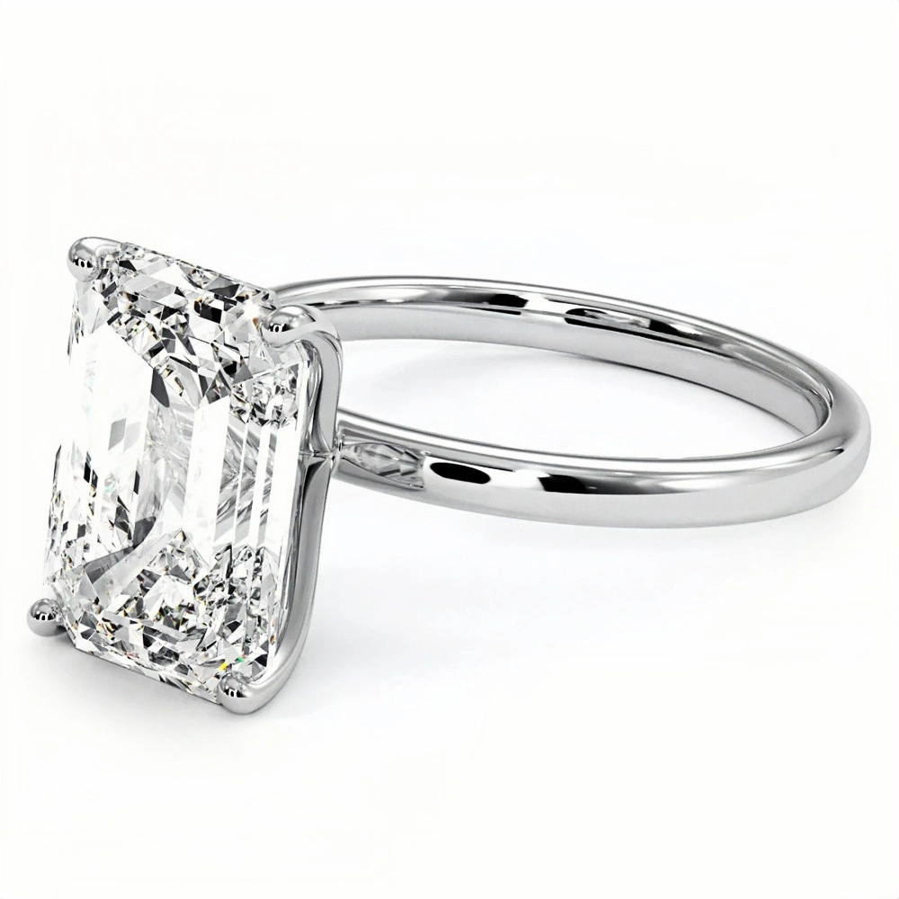 4ct Emerald Diamond Solitaire Ring | Muse Solitaire Collection (4ct, F-VS2 or better) - Image 8