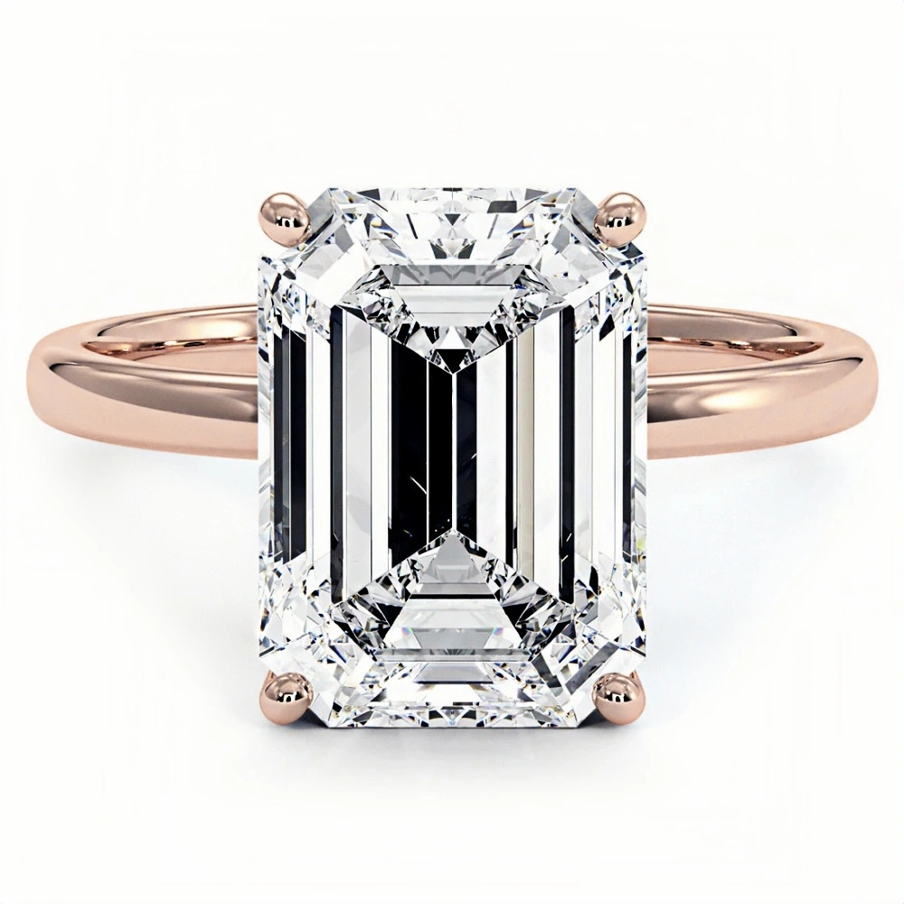 4ct Emerald Diamond Solitaire Ring | Muse Solitaire Collection (4ct, F-VS2 or better) - Image 9