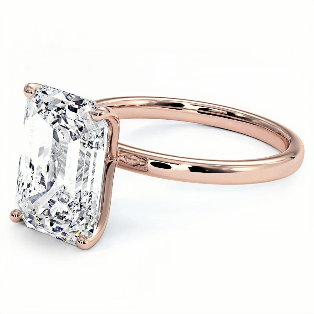 4ct Emerald Diamond Solitaire Ring | Muse Solitaire Collection (4ct, F-VS2 or better) - Image 10