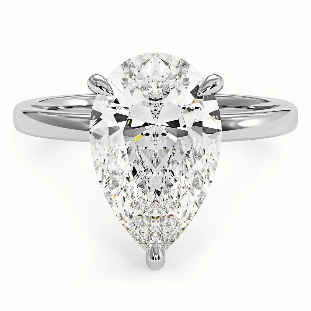 4ct Pear Diamond Solitaire Ring | Muse Solitaire Collection (4ct, F-VS2 or better) - Image 7