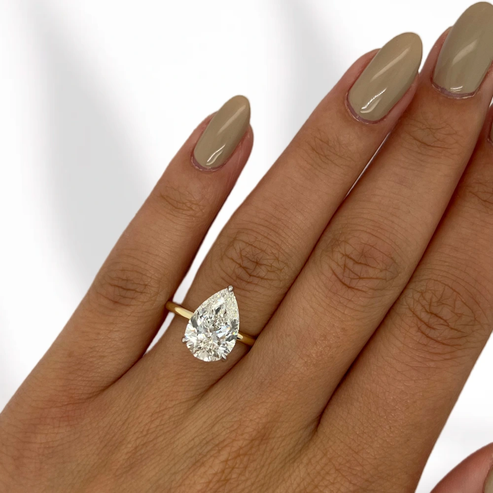 4ct Pear Diamond Solitaire Ring | Muse Solitaire Collection (4ct, F-VS2 or better) - Image 12