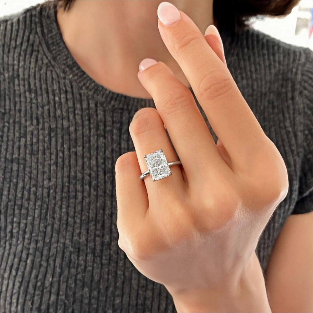 4ct Radiant Diamond Solitaire Ring | Muse Solitaire Collection (4ct, F-VS2 or better) - Image 11