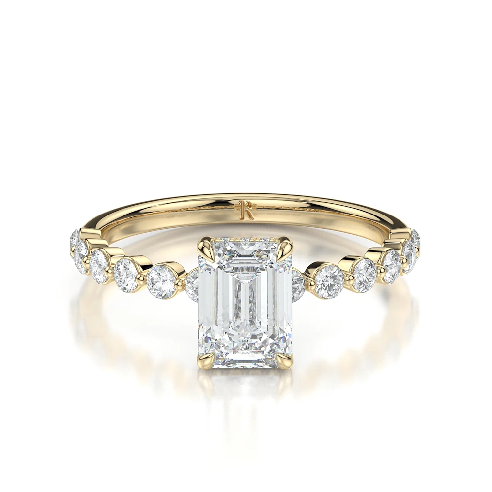 18K Gold Single Shared Prong Engagement Ring with Fancy Cut Diamond (1-2ct, F-VS2 or better) - Image 16