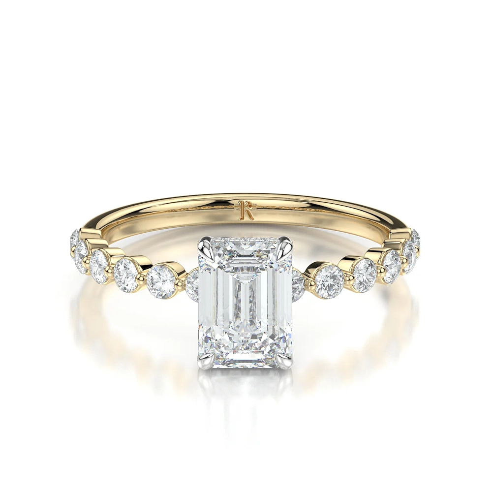 18K Gold Single Shared Prong Engagement Ring with Fancy Cut Diamond (1-2ct, F-VS2 or better) - Image 17