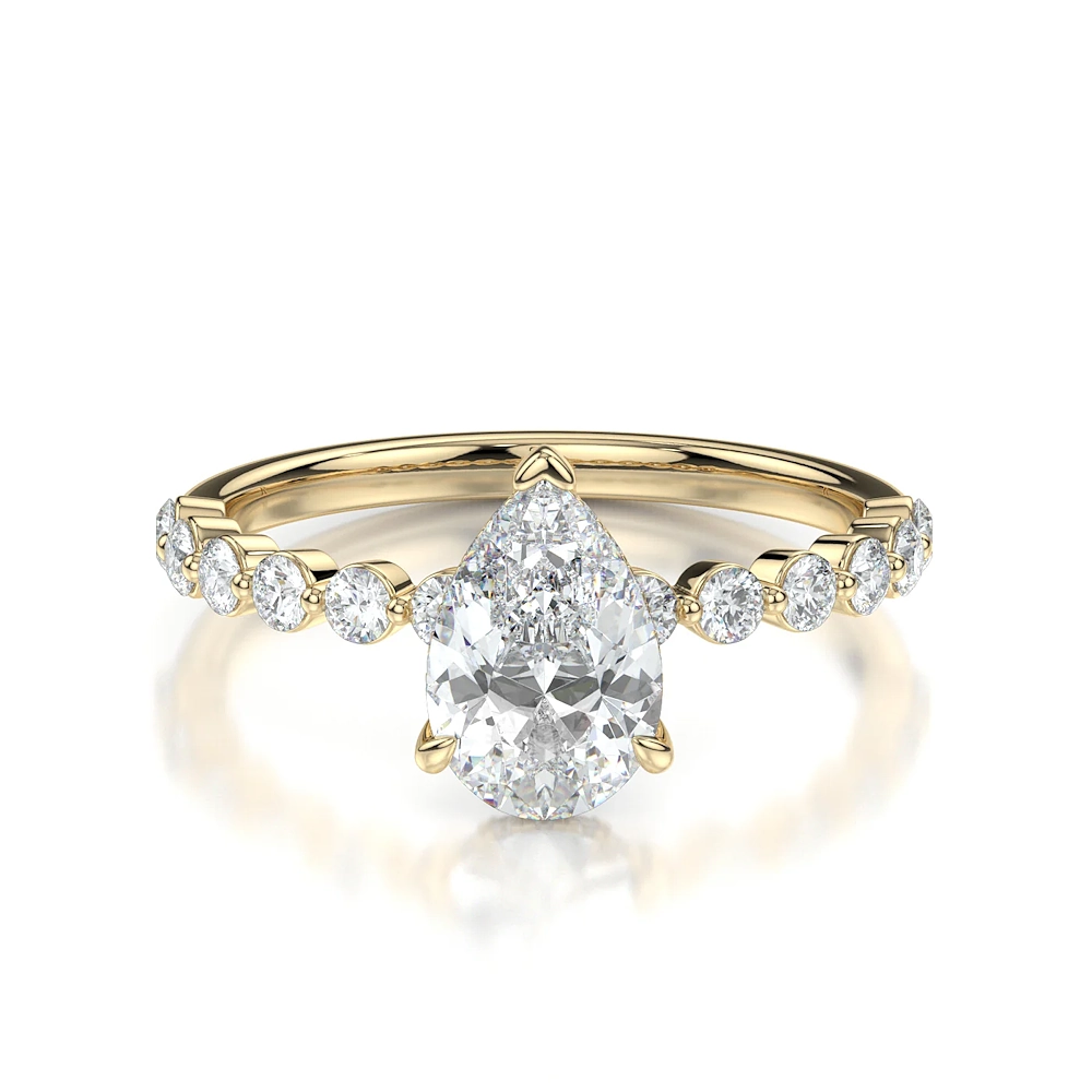 18K Gold Single Shared Prong Engagement Ring with Fancy Cut Diamond (1-2ct, F-VS2 or better) - Image 15