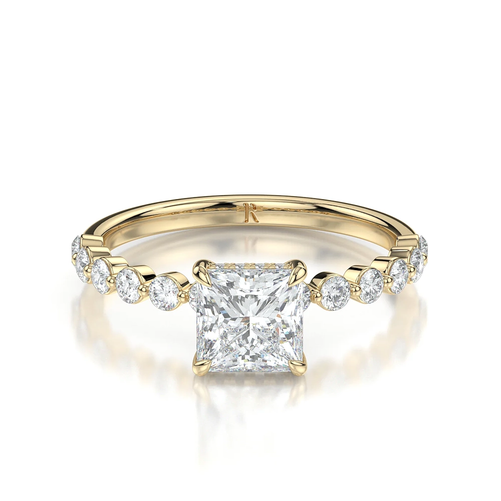 18K Gold Single Shared Prong Engagement Ring with Fancy Cut Diamond (1-2ct, F-VS2 or better) - Image 14