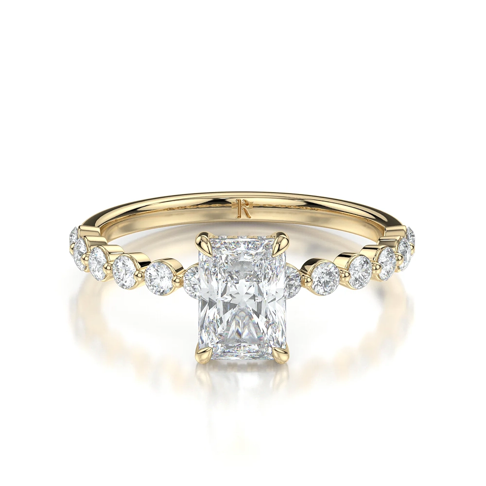 18K Gold Single Shared Prong Engagement Ring with Fancy Cut Diamond (1-2ct, F-VS2 or better) - Image 13