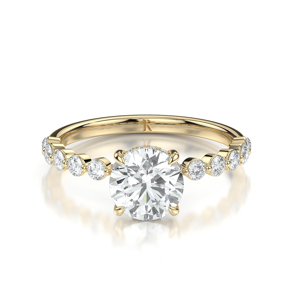 18K Gold Single Shared Prong Engagement Ring with Fancy Cut Diamond (1-2ct, F-VS2 or better) - Image 12