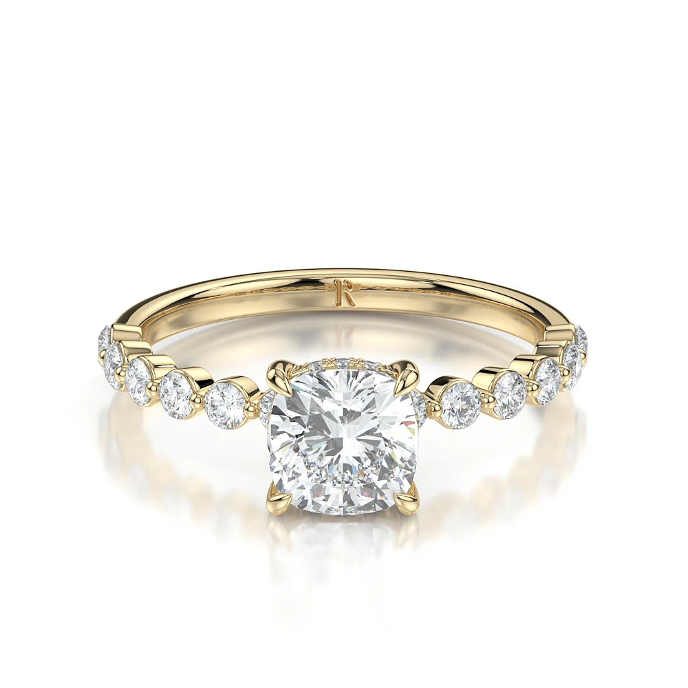 18K Gold Single Shared Prong Engagement Ring with Fancy Cut Diamond (1-2ct, F-VS2 or better) - Image 10