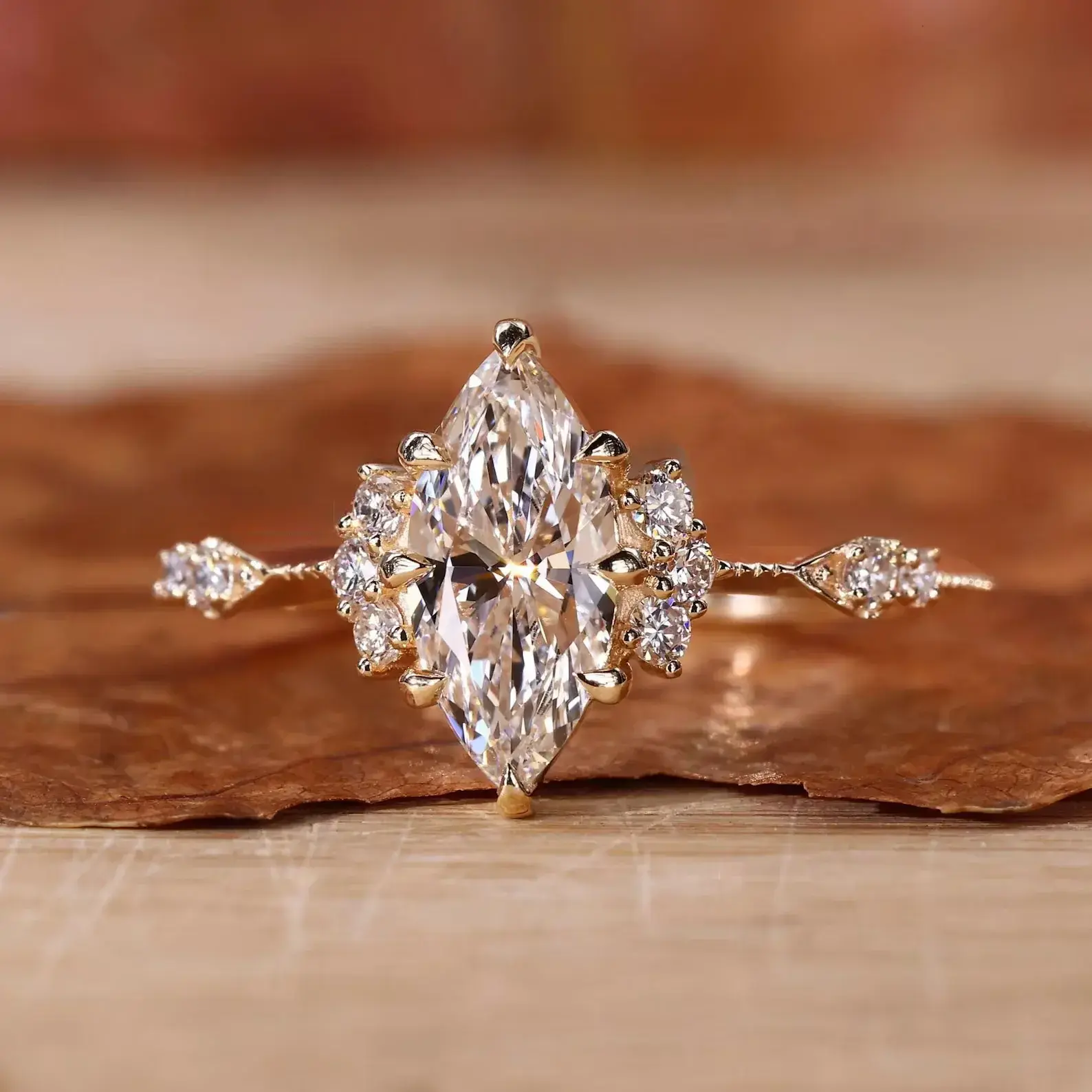Marquise Cut Diamond Vintage Engagement Ring - Image 4