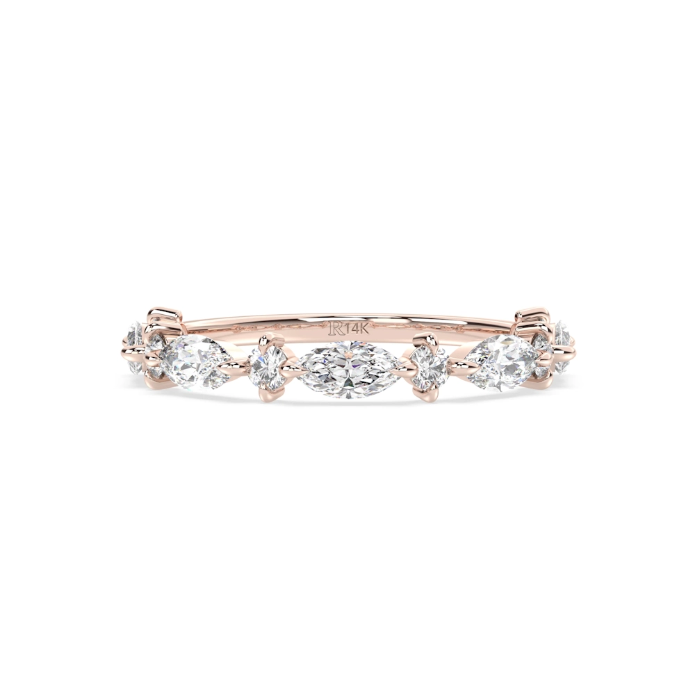 Floral Embrace Solid Gold Half Eternity Ring with Cubic Zirconia - Image 3