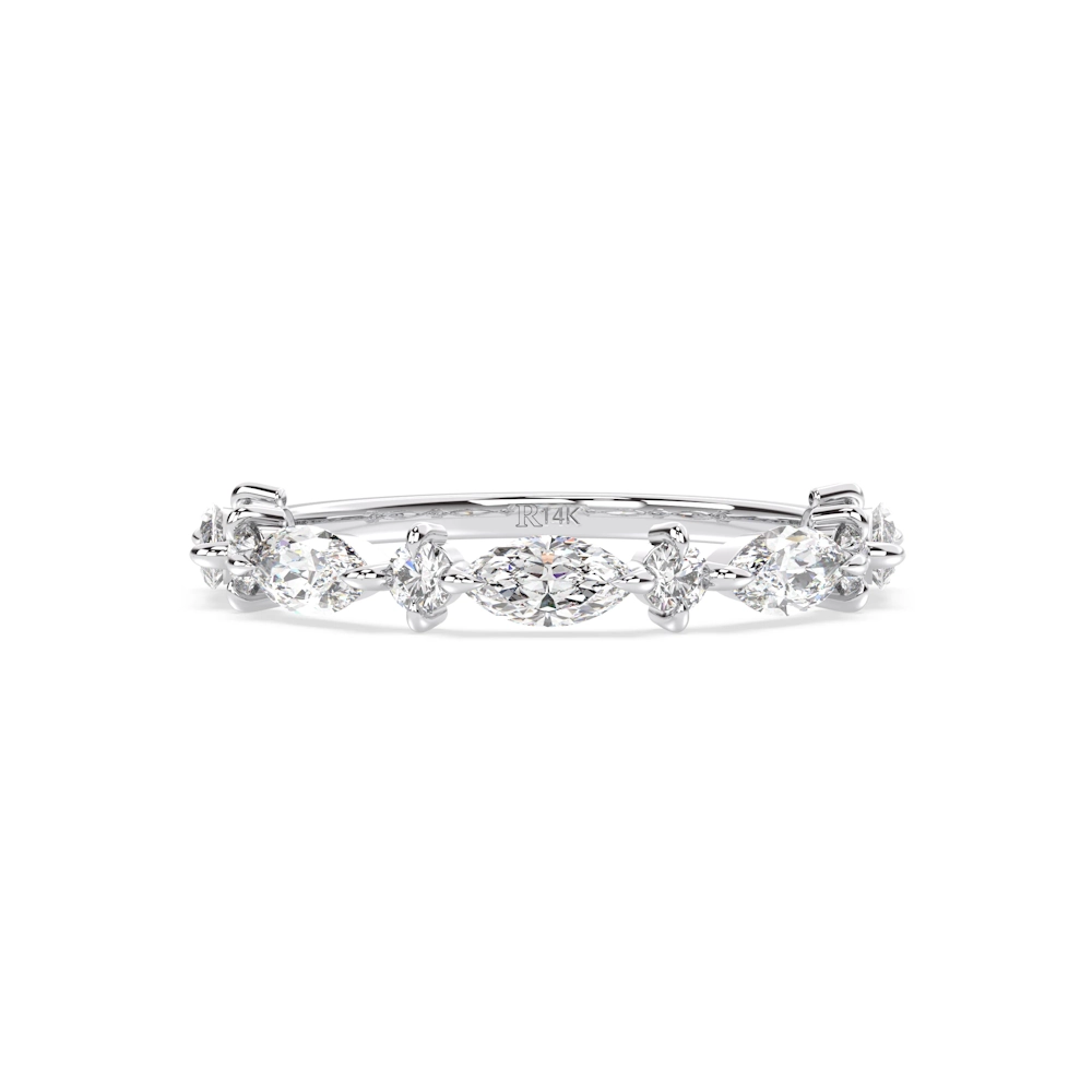 Floral Embrace Solid Gold Half Eternity Ring with Cubic Zirconia - Image 6