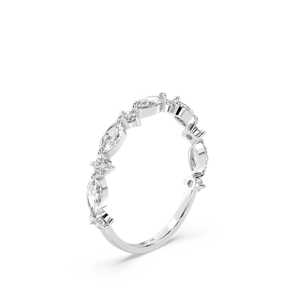Floral Embrace Solid Gold Half Eternity Ring with Cubic Zirconia - Image 5