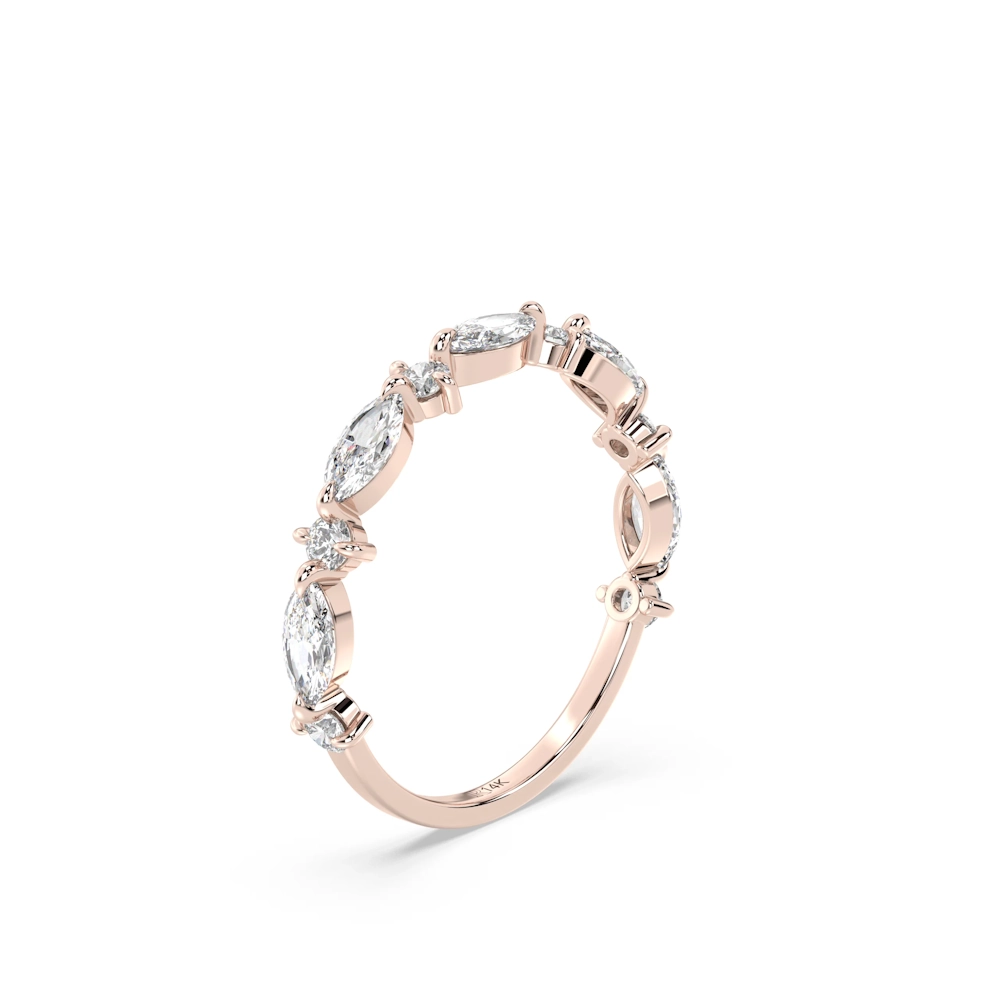 Floral Embrace Solid Gold Half Eternity Ring with Cubic Zirconia - Image 4