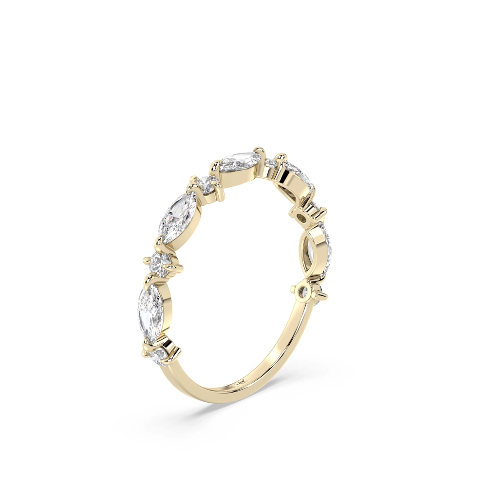 Floral Embrace Solid Gold Half Eternity Ring with Cubic Zirconia - Image 2